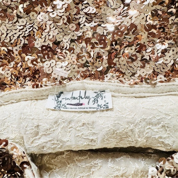 Free People rose gold sequin top with tie adjustable straps - Picture 5 of 5